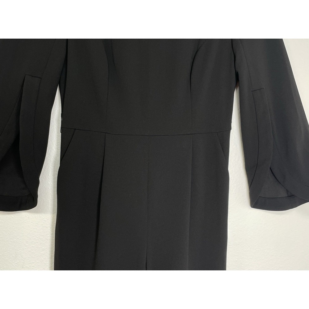 Calvin Klein Womens Jumpsuit Pleated Front 3/4 Bell Sleeve Wide Leg Pockets Sz 6 - Picture 14 of 16